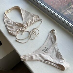 Meshki Beige Halter Bikini Set